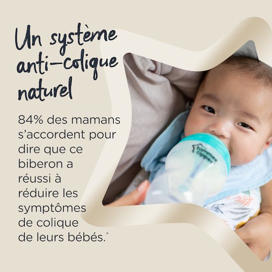 Lot de 2 tétines anti-colique   Débit moyen   de               Tommee Tippee