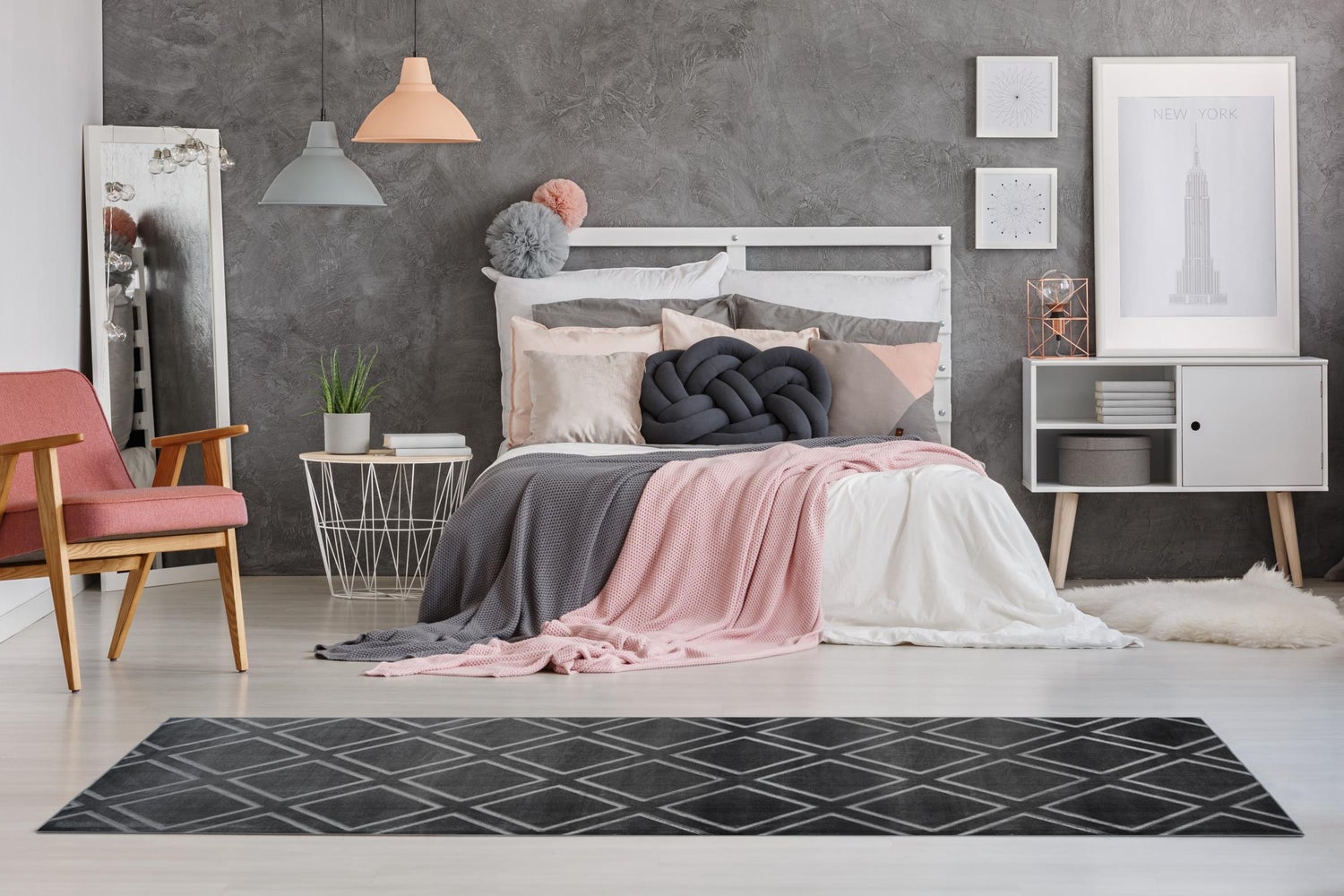 Kortpolig vloerkleed Blissique Antraciet Modern, Klassiek 120 x 170 cm