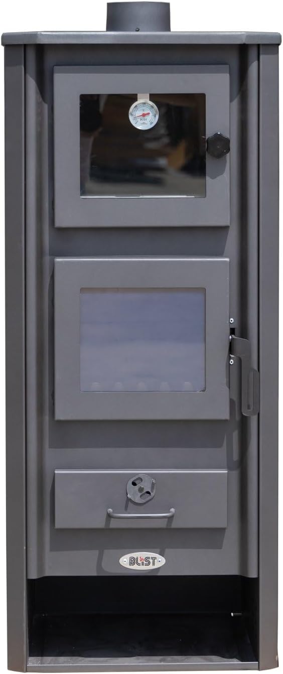 Kaminofen mit Backfach Rot Holzofen 12,1 kW Kamin Ambasador Ofen Dauerbrandofen Werkstattofen Schwedenofen Hüttenofen Heizofen