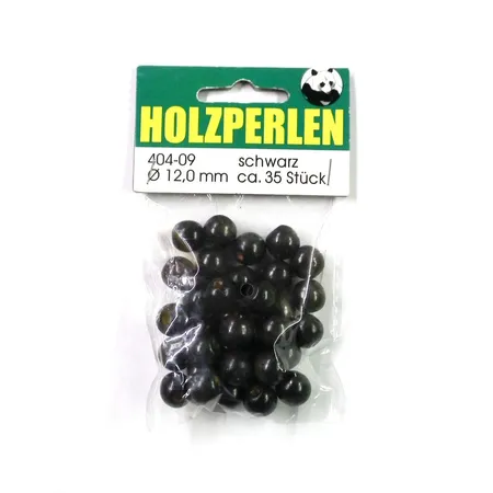 Meyco Holzperlen 12 mm, schwarz, ca. 35 Stück