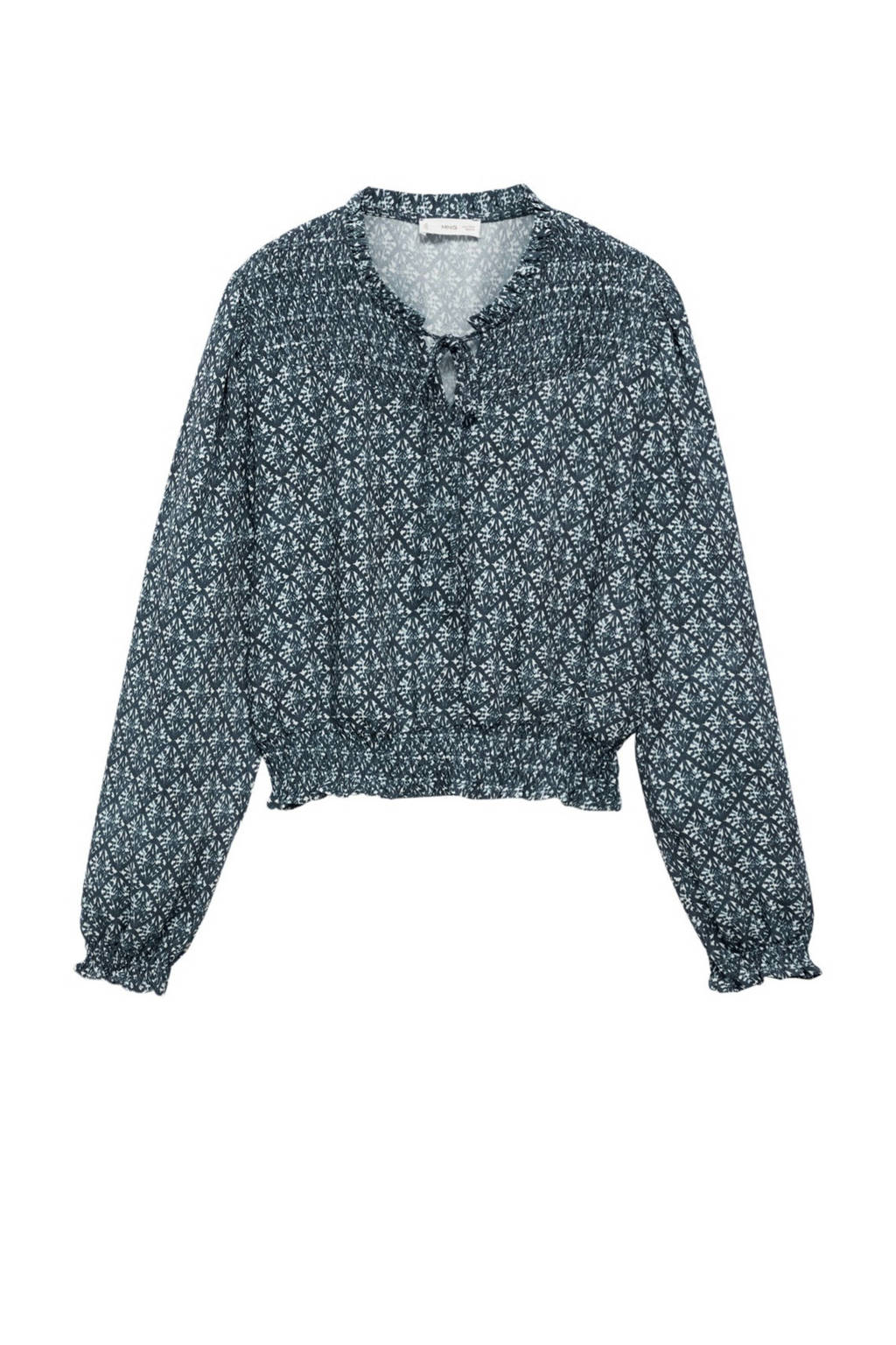 MANGO TEEN gebloemdetop donkerblauw/turquoise/wit