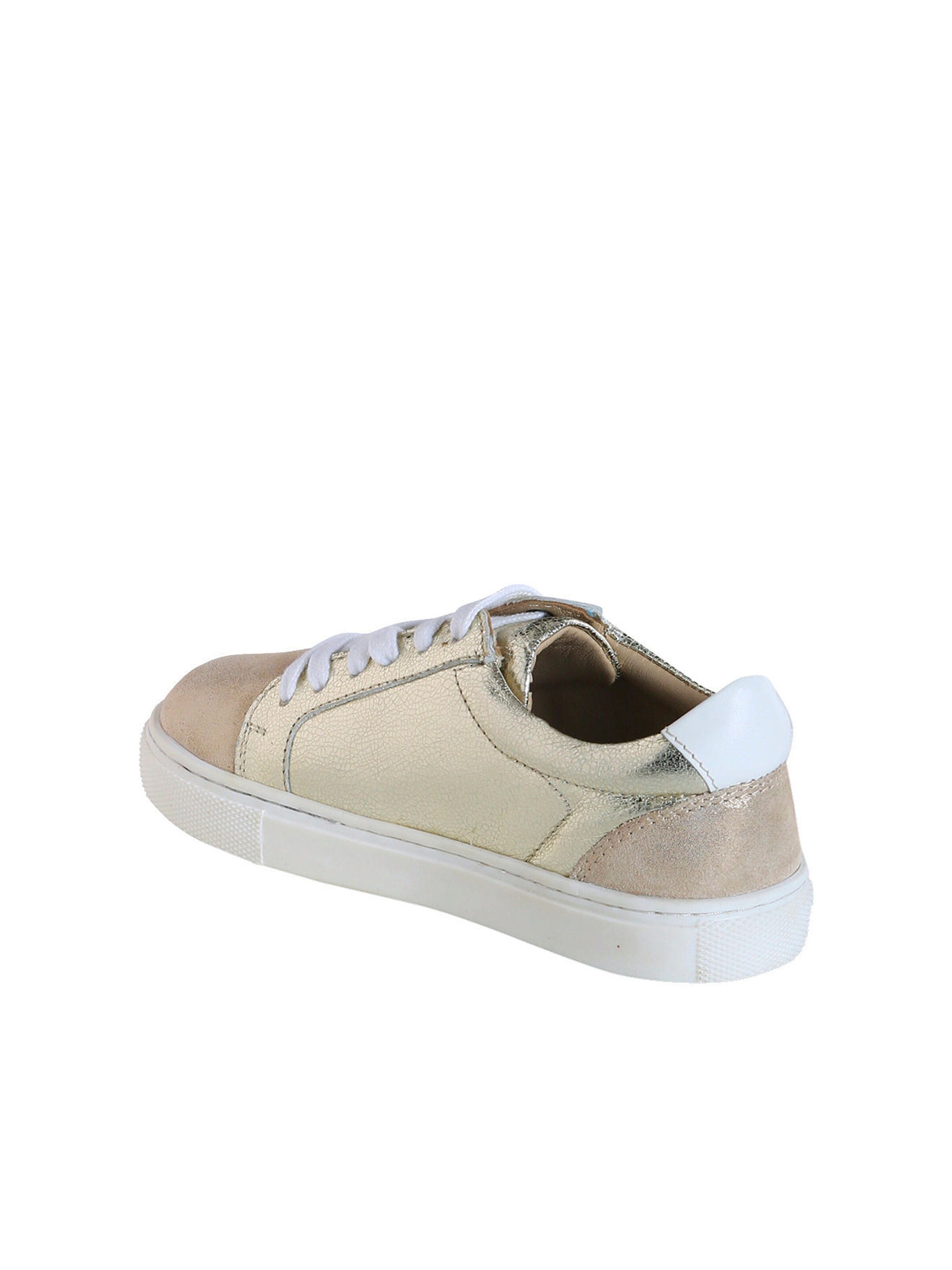 Vertbaudet Kinder Ledersneakers mit Schnürung gold