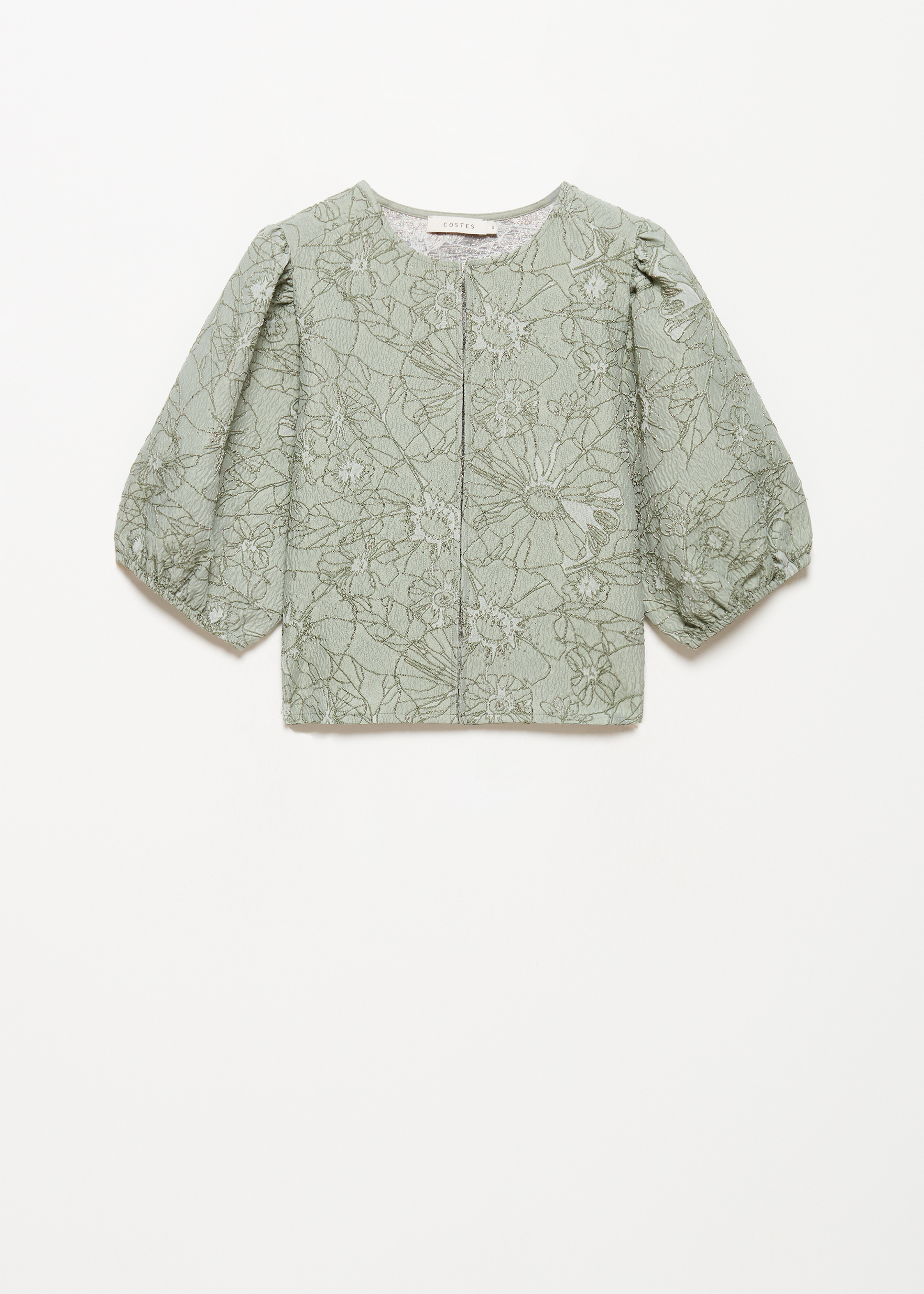 Jacquard blouse met pofmouwen
