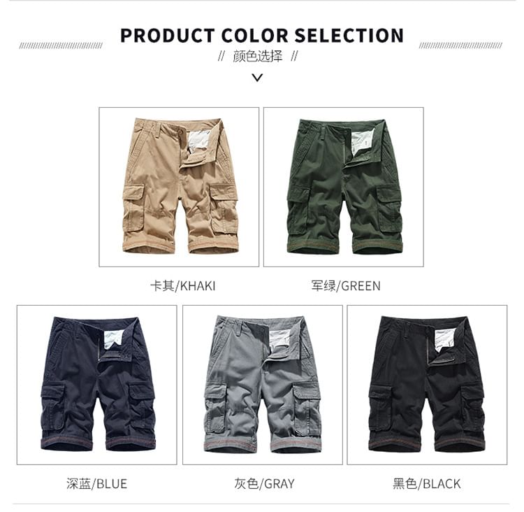 Besto - Mid Rise Plain Cargo Shorts