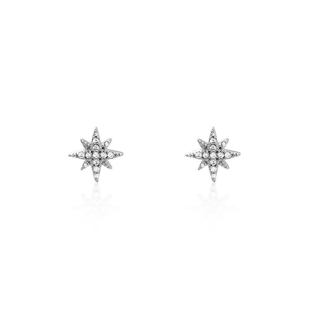 Boucles D'oreilles Puces Columba Argent Blanc Oxyde De Zirconium