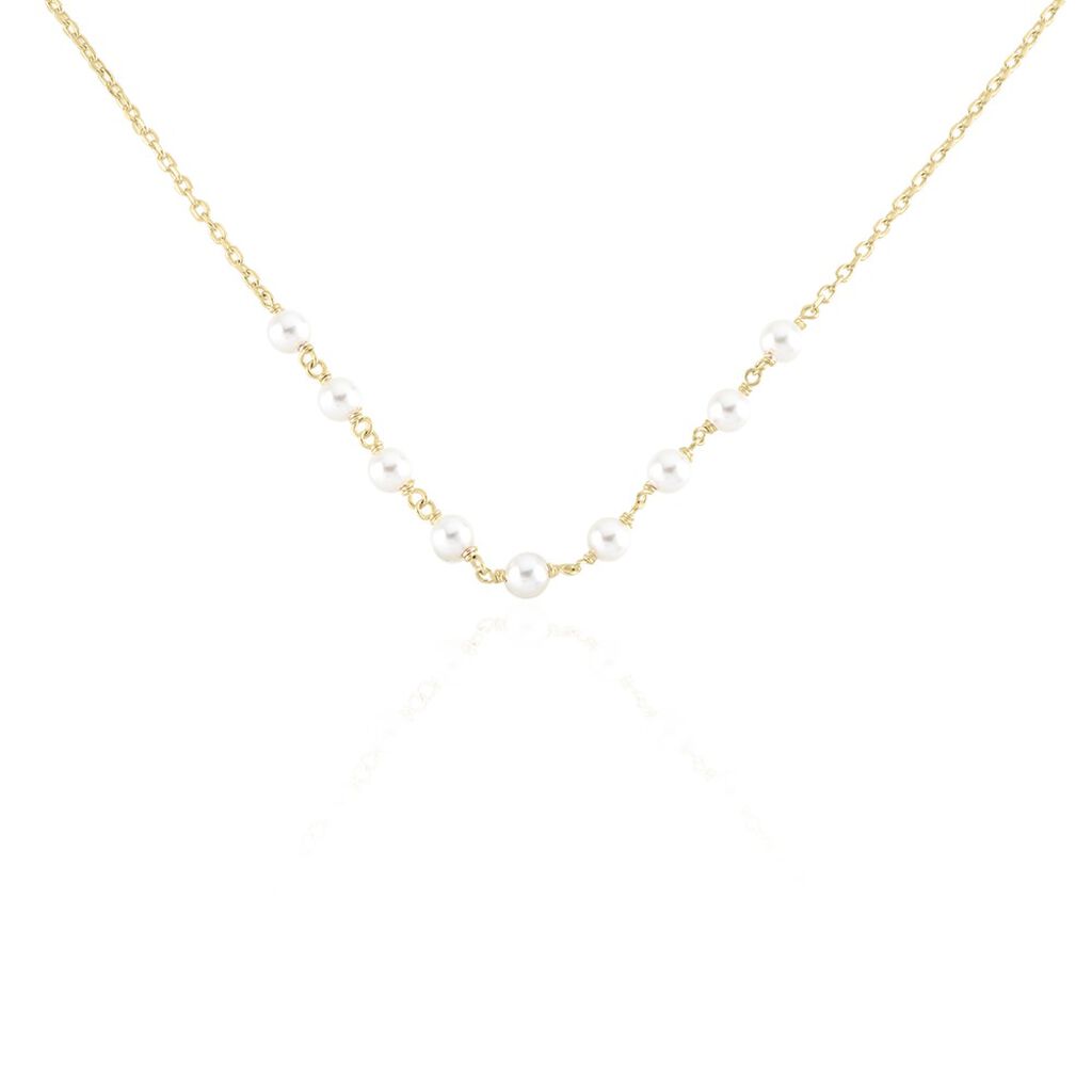 Collier Plaqué Or Jaune Aglaya Perles D'imitation
