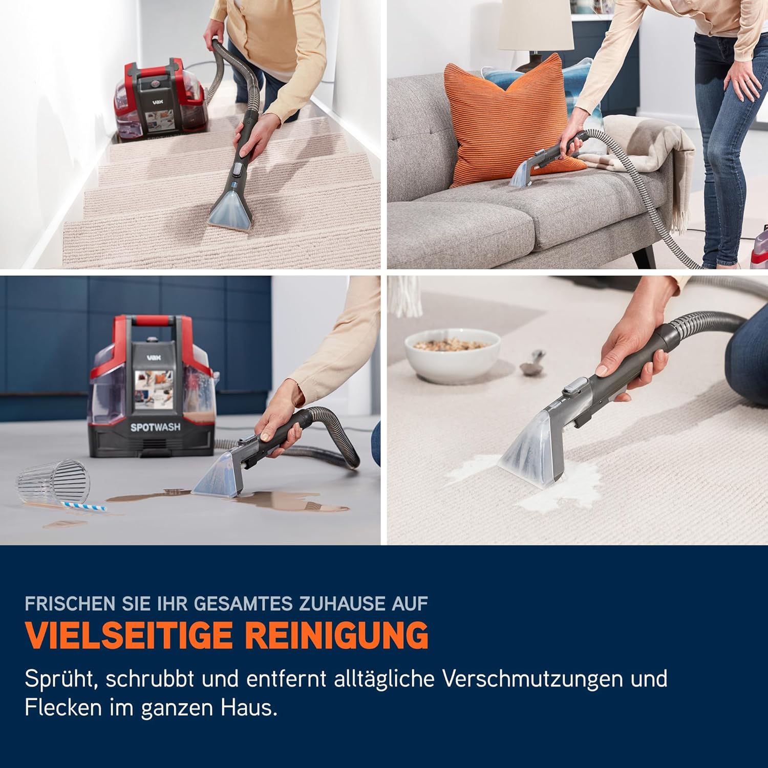 Vax SpotWash Fleckenreiniger – Teppich- und Polsterreiniger Gerät mit starker Saugkraft, schnelltrocknend, ideal für die tägliche Tiefenreinigung von Treppen, Sofas, Autos und Hartböden