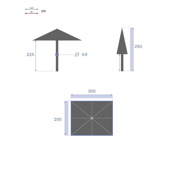 Parasol droit rectangulaire inclinable LOOMPA Taupe
