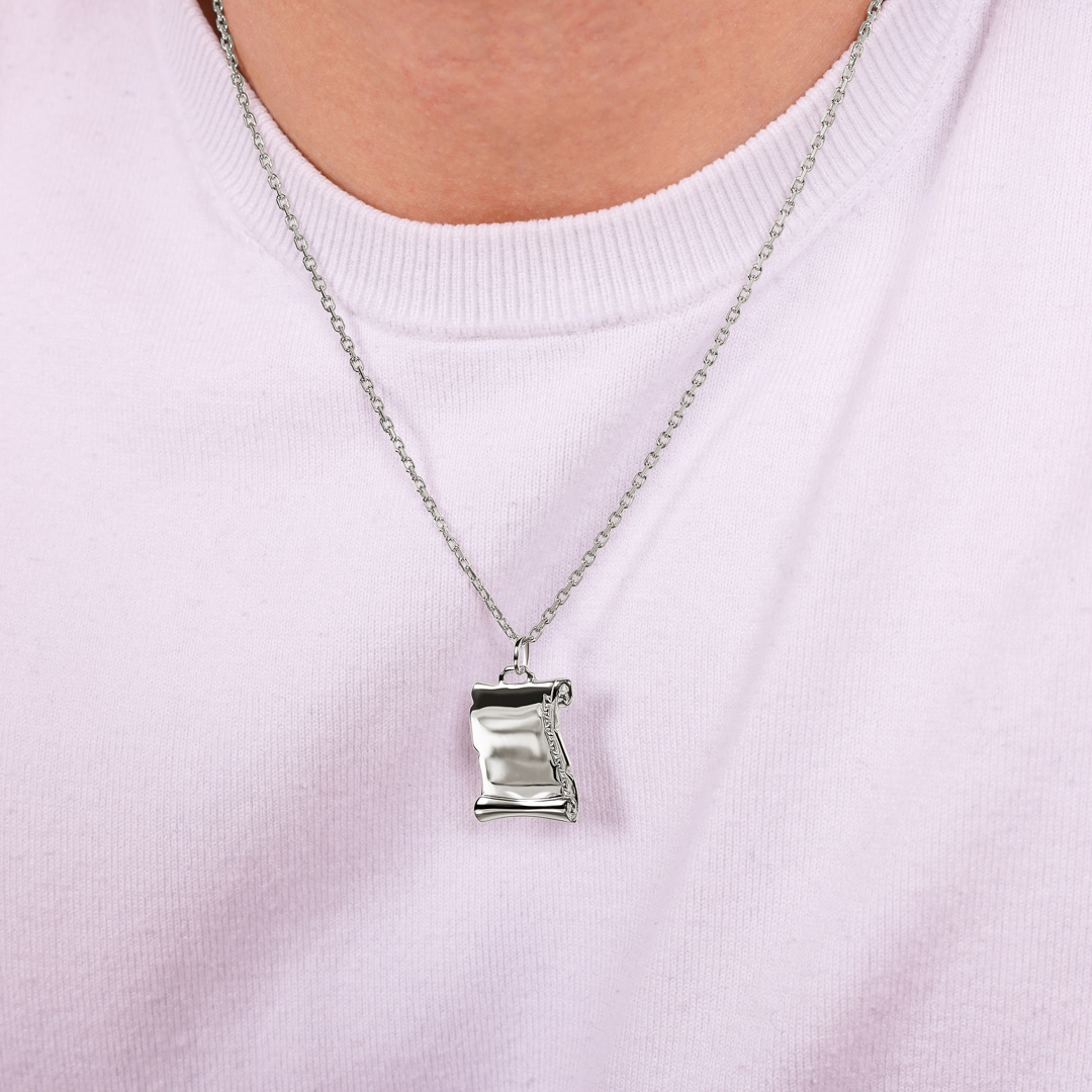 Plakette 925 Silber rhodiniert Schriftrolle 20x25mm