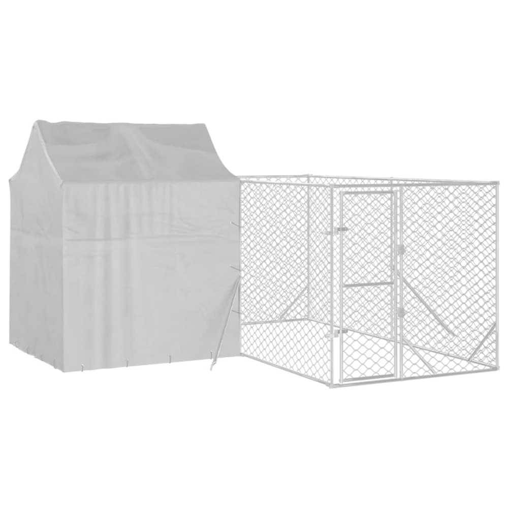 Chenil d'extérieur pour chiens avec toit argenté 4x4x2,5 m