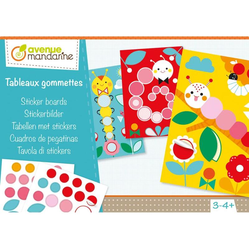 Boîte créative, Tableaux gommettes, Chenilles - Multicolore
