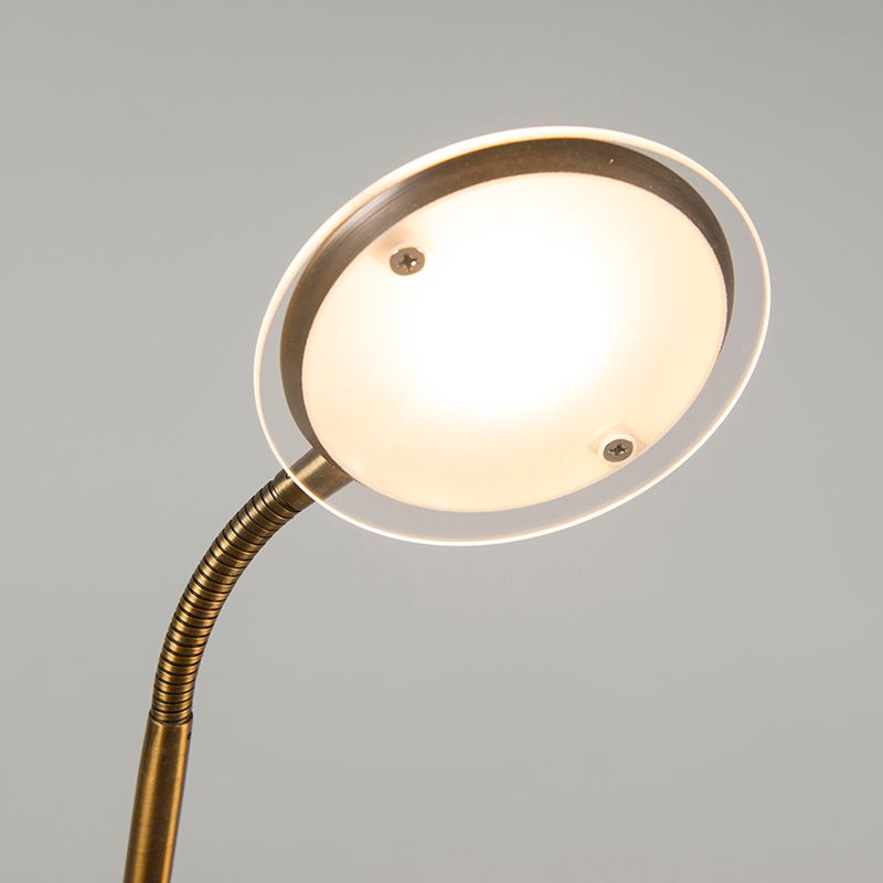 Moderne vloerlamp brons met leeslamp incl. LED - Eva