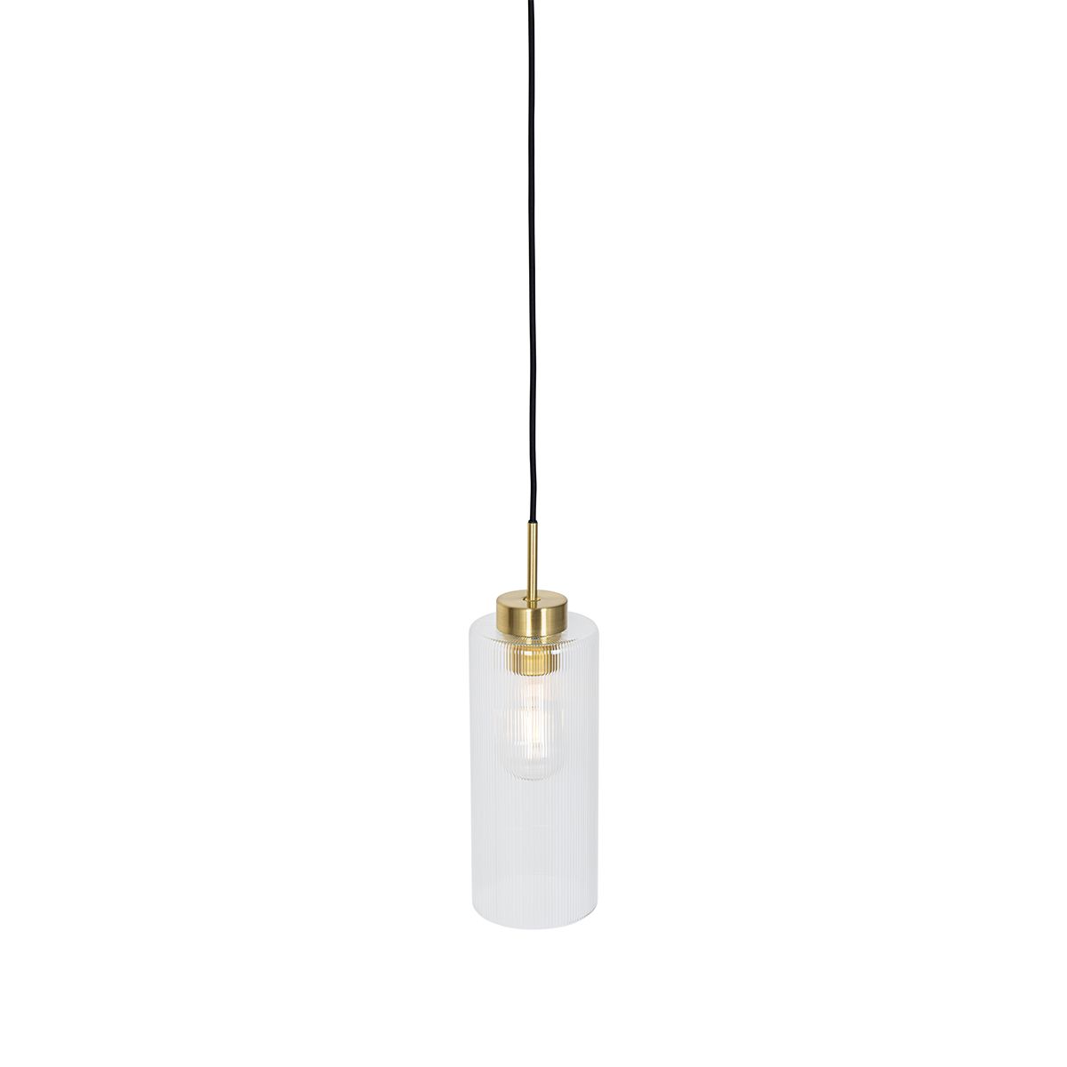Art Deco hanglamp goud met glas - Laura