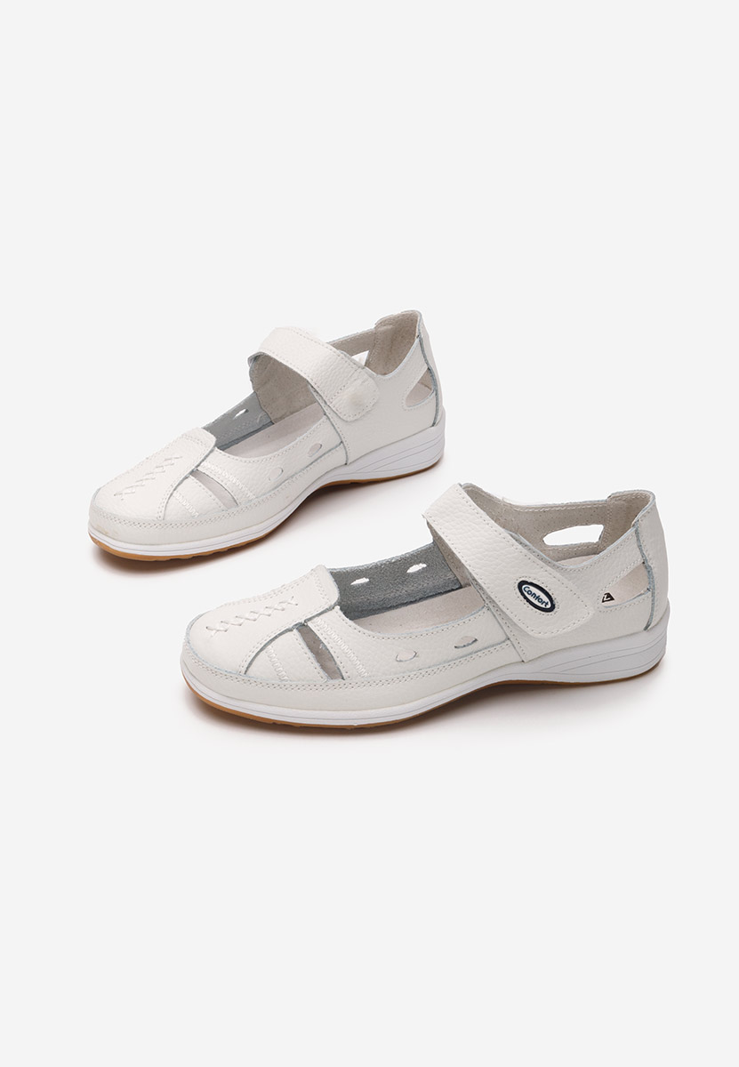 Ballerines femme en cuir blancs Deby