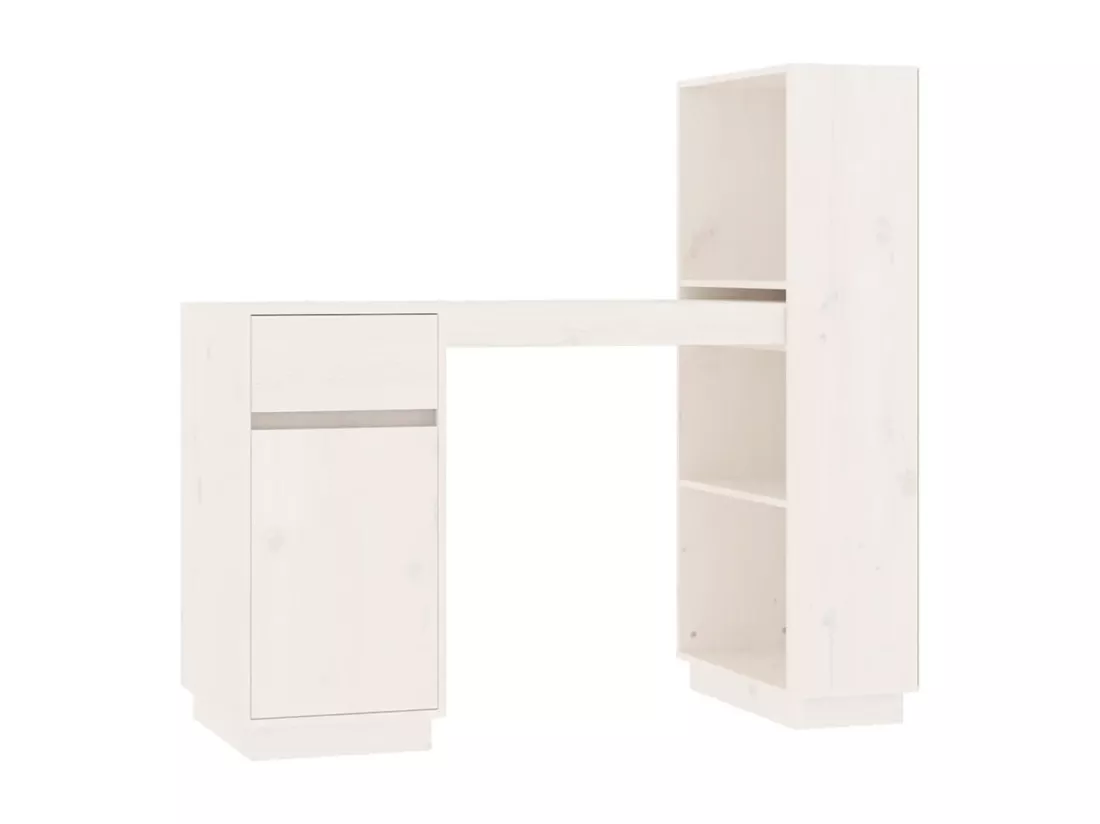 Bureau Blanc 110x53x117 cm Bois massif de pin