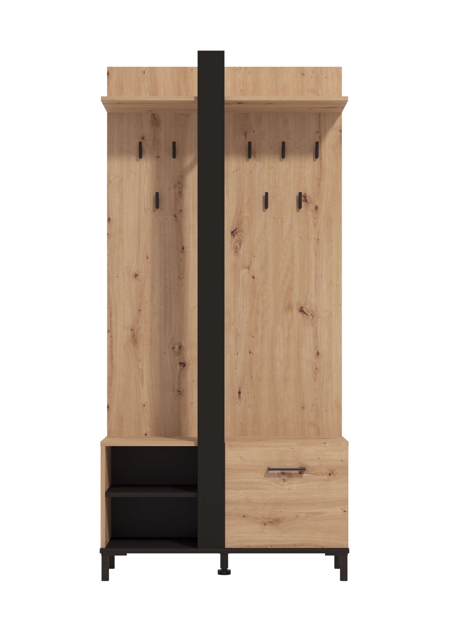 INOSIGN Kompaktgarderobe »Capitello Kompaktgarderobe, Flurgarderobe, Dielenschrank, Breite 90 cm« Schuhschrank, Wandschrank, 8 Haken, Kleiderstange, in Artisan Eiche