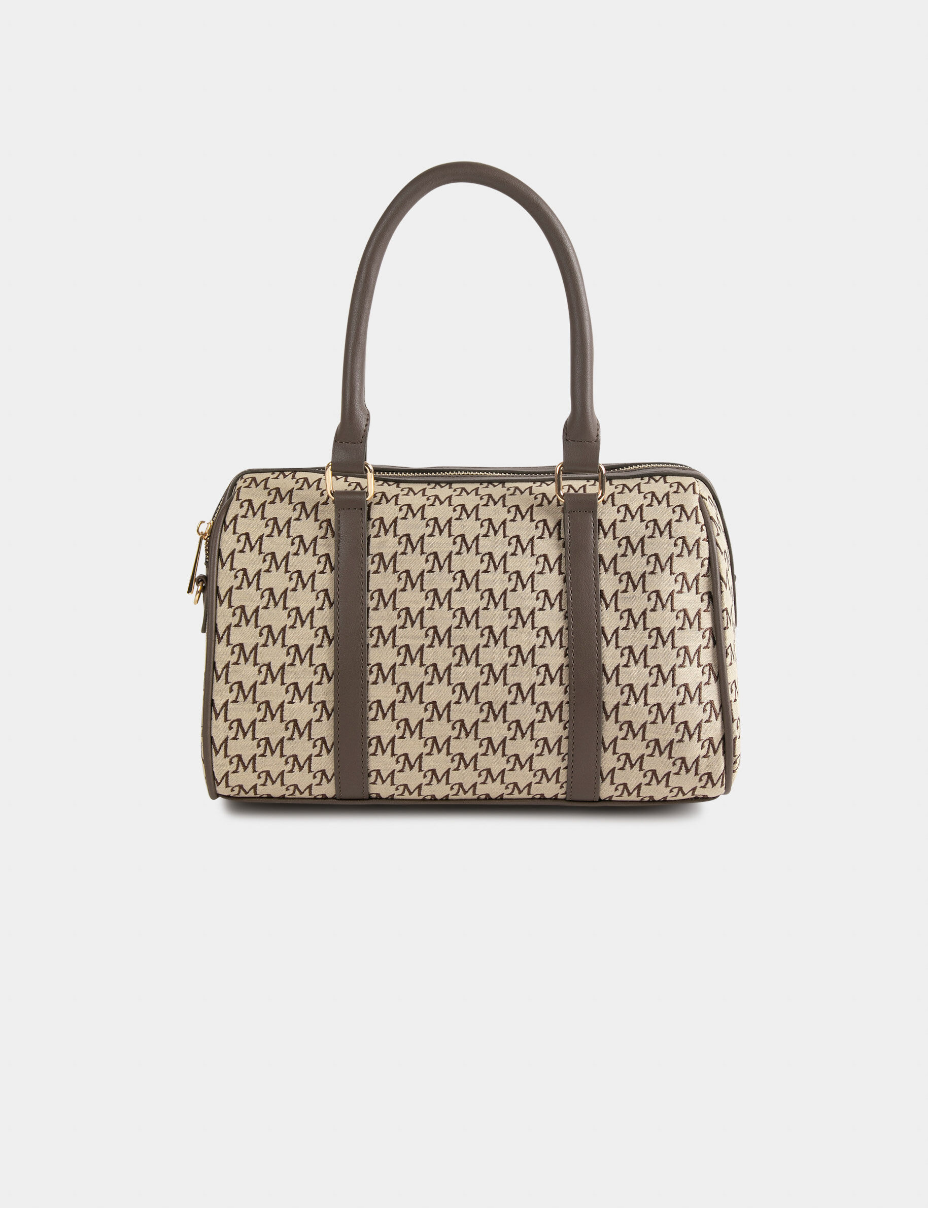 Sac bowling imprimé monogramme beige femme - beige