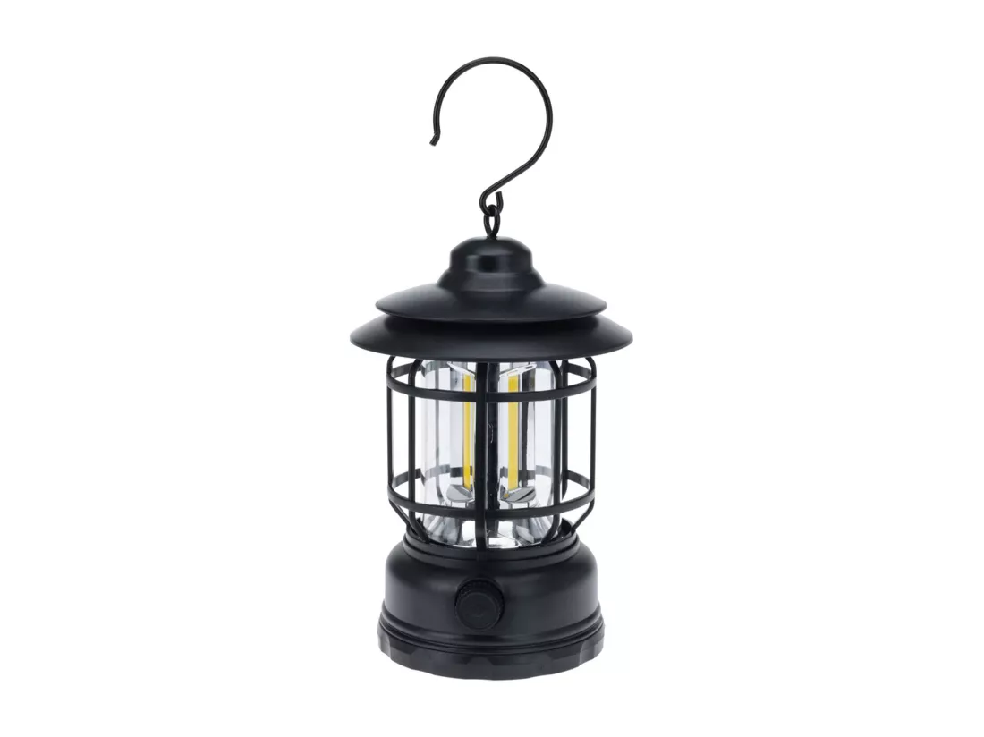 Lampe de camping Well Home Ø11,5x17,8cm avec 3 ampoules et rechargeable par USB Couleur Noir