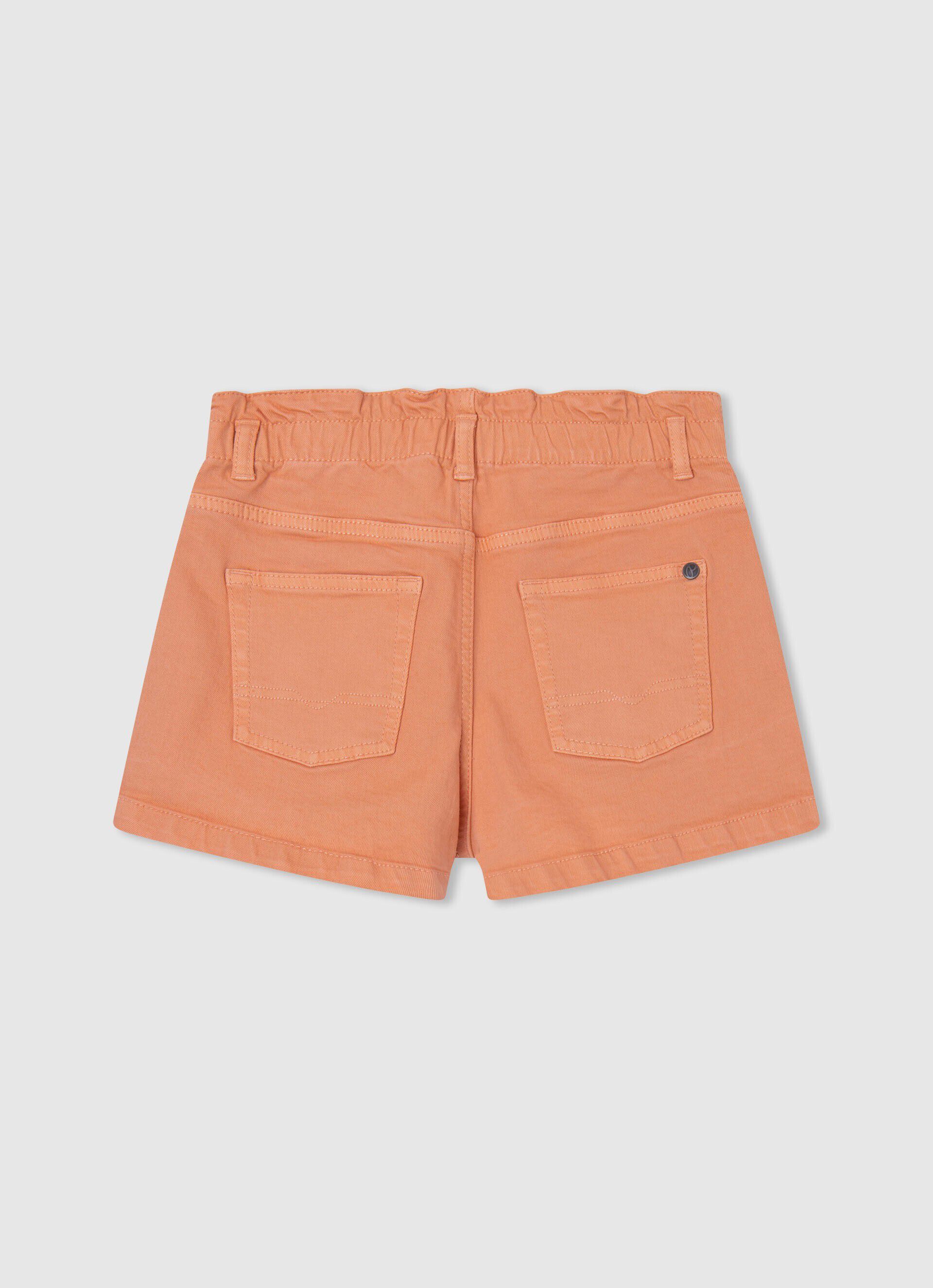 Calça pantacourt jeans curta - pêssego laranja