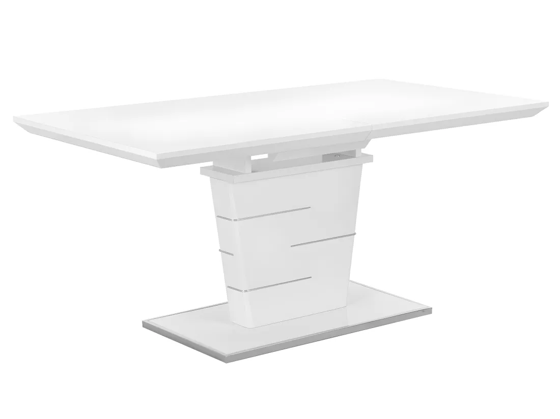Table à manger extensible AMELLE - 6 à 8 personnes - MDF Laqué Blanc