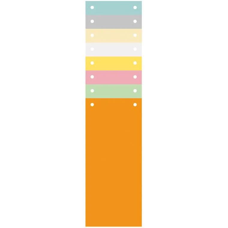 Paquet 100 fiches intercalaires horizontales unies perforées - 105x240mm - Couleurs assorties