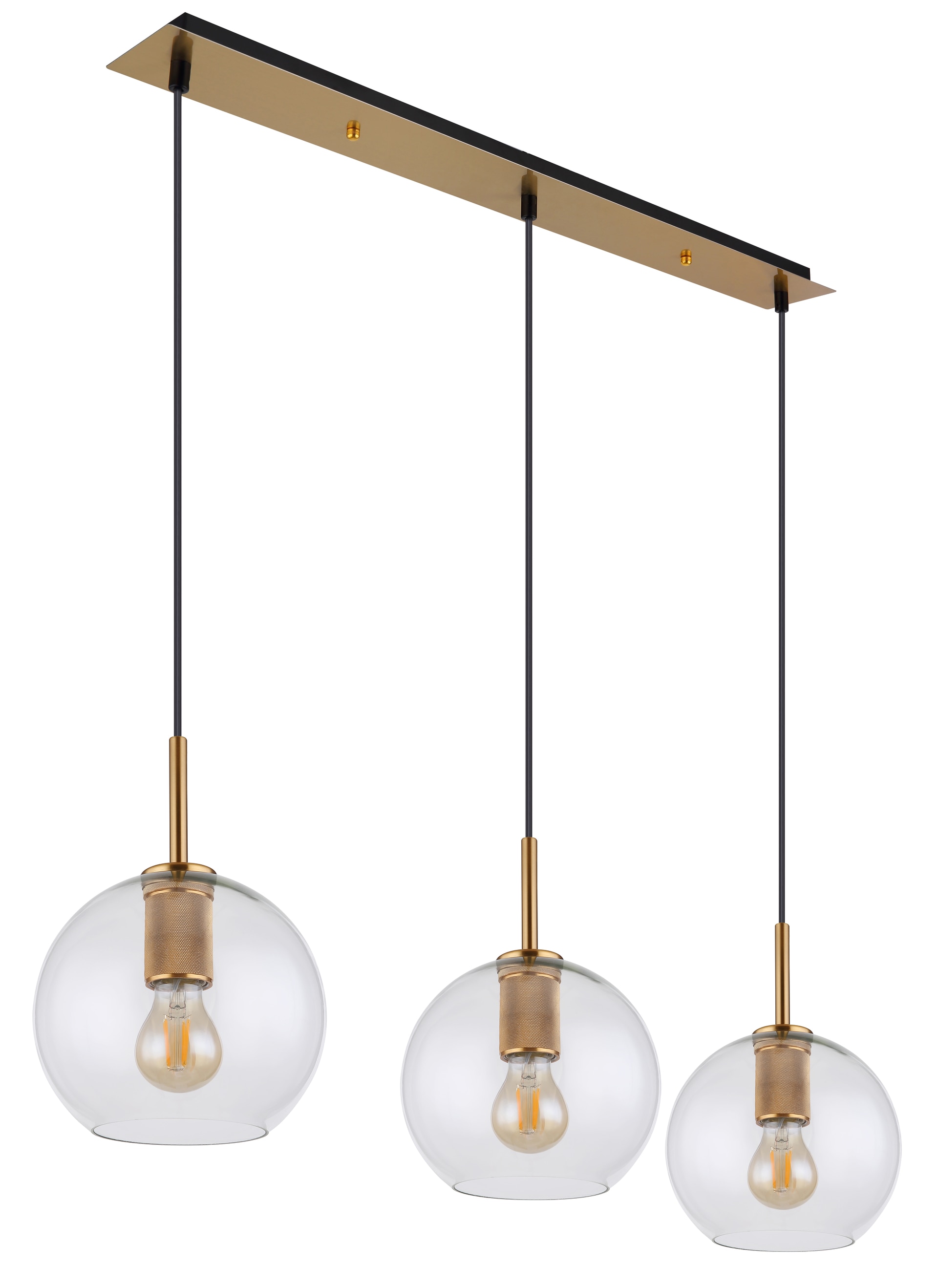 GLOBO Retrofit Balkenpendel ADARA 3-flg messingfarbig /Klarglas