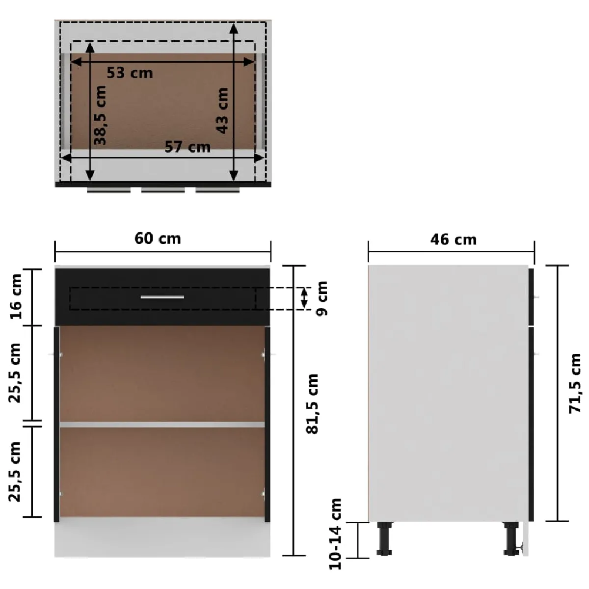 VidaXL Armoire de Plancher - Noir
