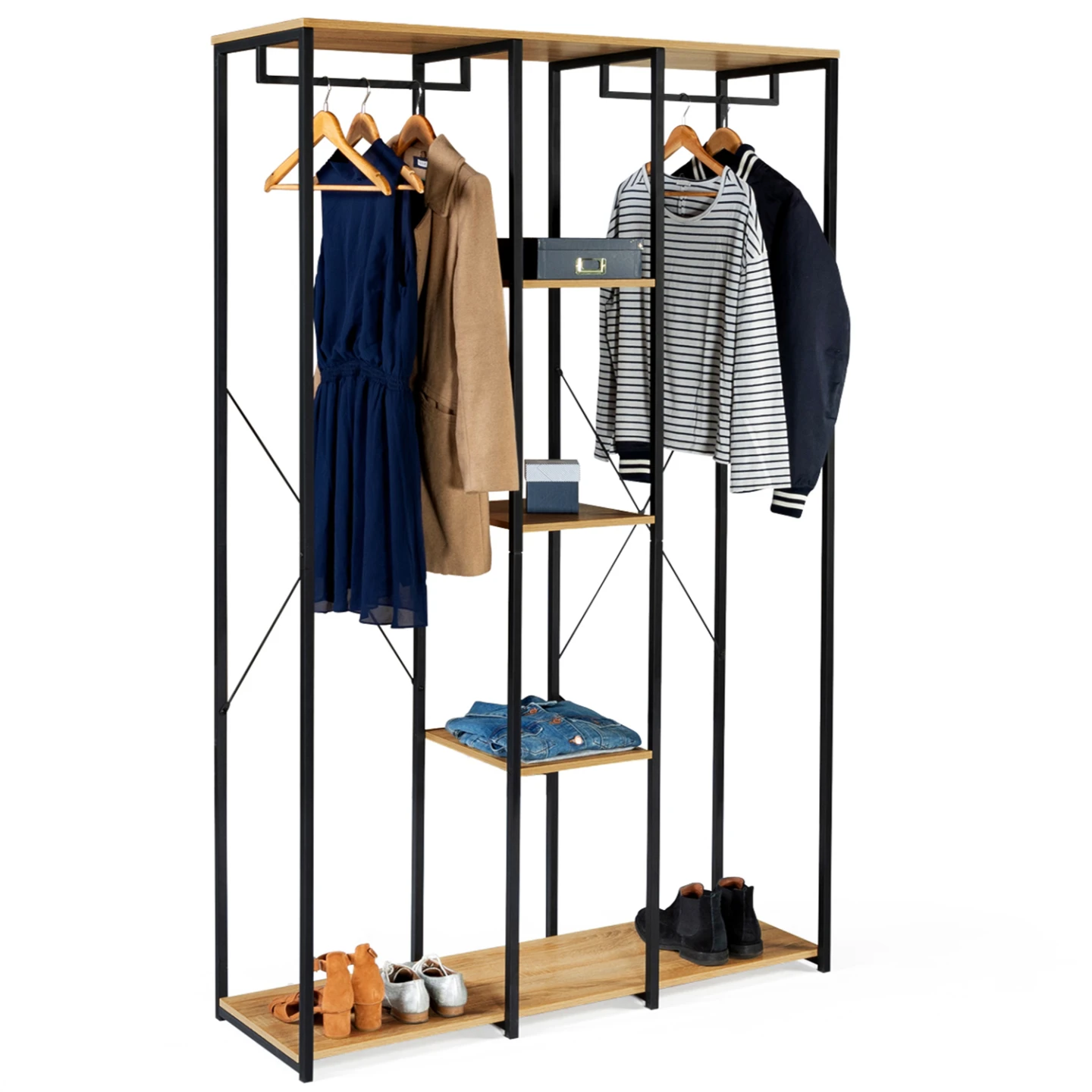 Dressing penderie étagères triple L. 120 cm DETROIT design industriel