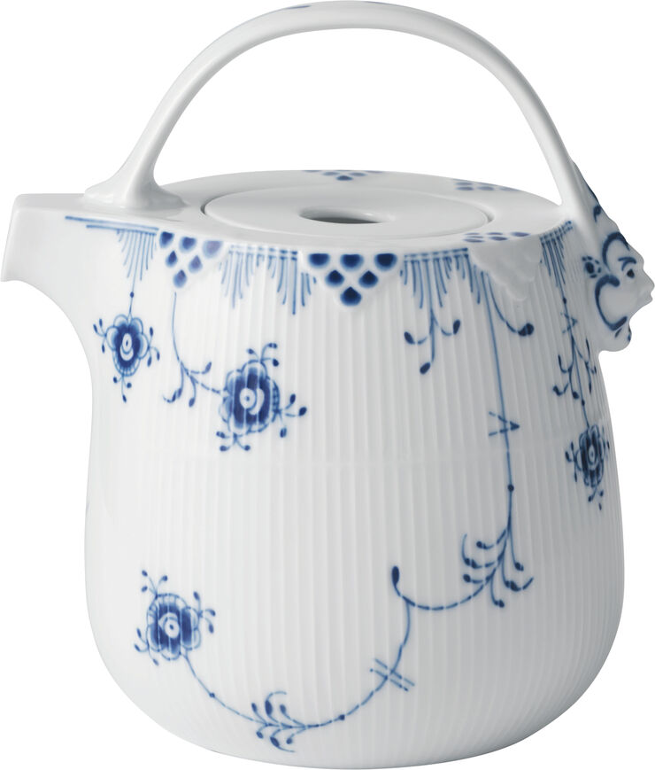 Royal Copenhagen Blå Elements 95 cl. tekande med låg Hvid, blå