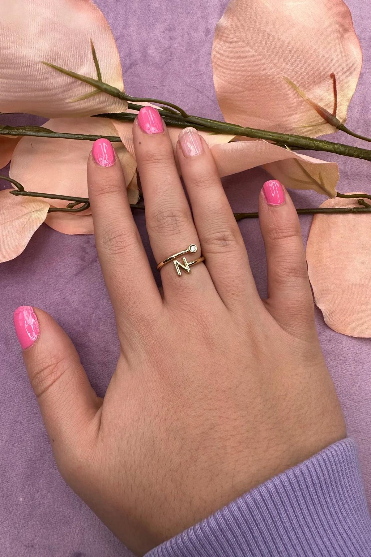 Mellow Moon Letter Stone Ring