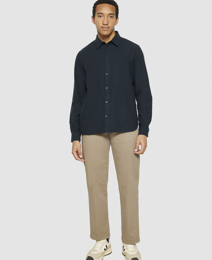 Knowledge Cotton Apparel Regular fit heavy twill flannel shirt - GOTS/Vegan Blå
