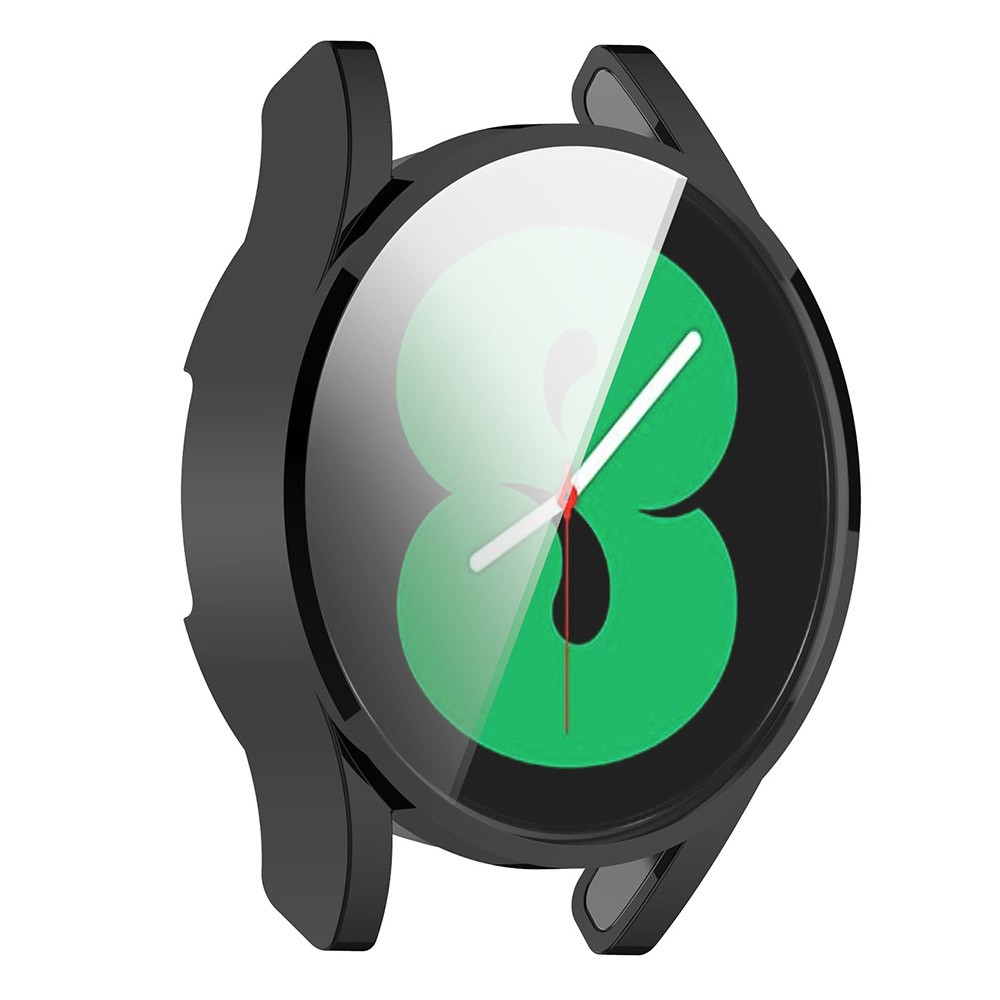 Samsung Galaxy Watch FE (40mm) Galvanisierte Gummi Bumper Hülle mit Schutzfolie - Schwarz