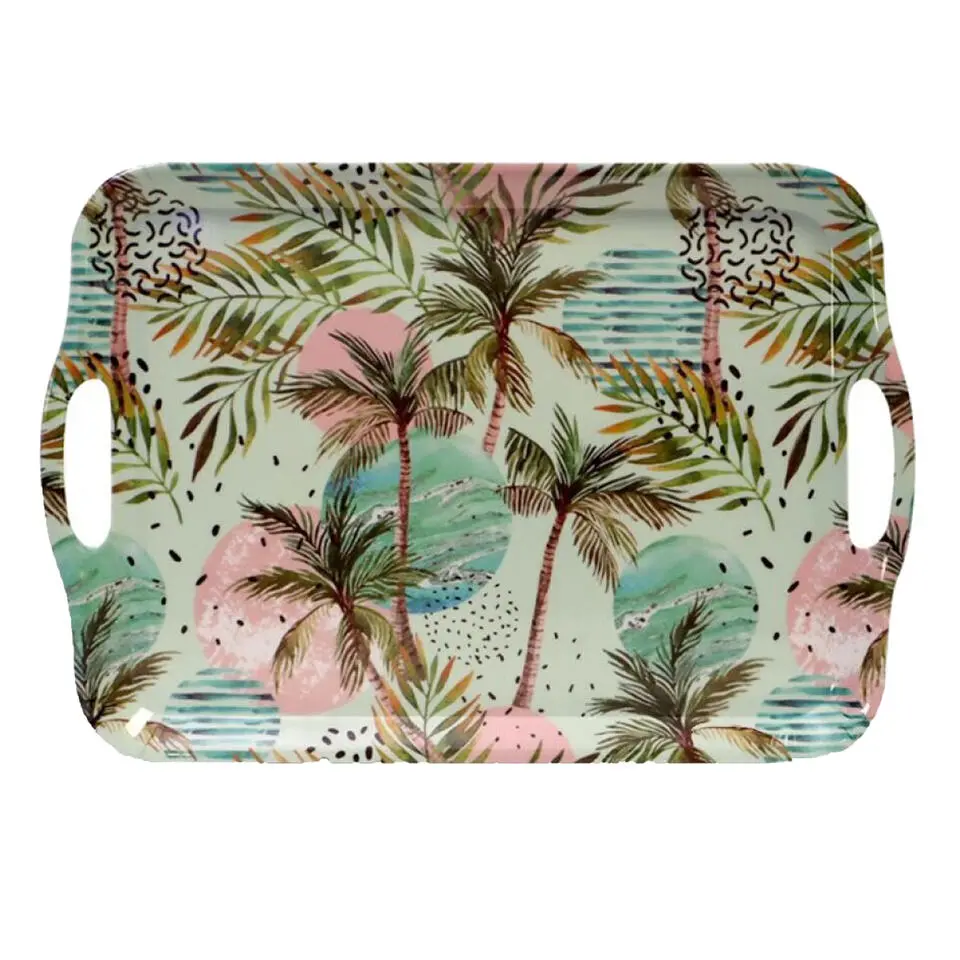 Concorde Dienblad/serveer tray Tropical Holiday - roze/groen - 42 x 29 cm
