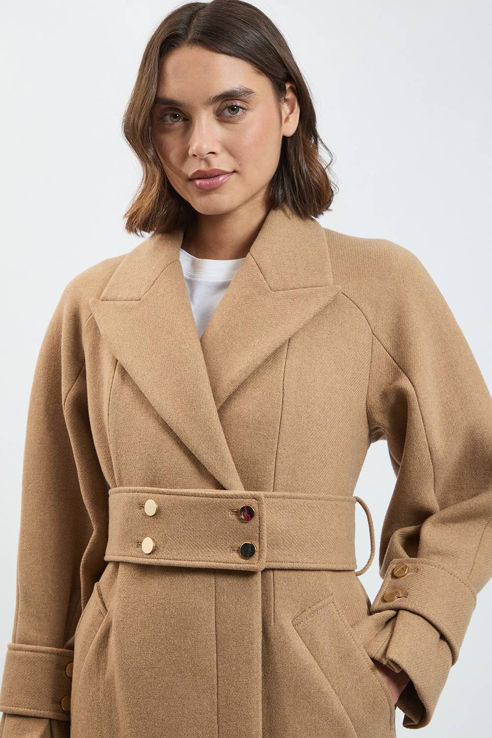 KarenMillen Manteau Trench Long Ceinturé En Laine