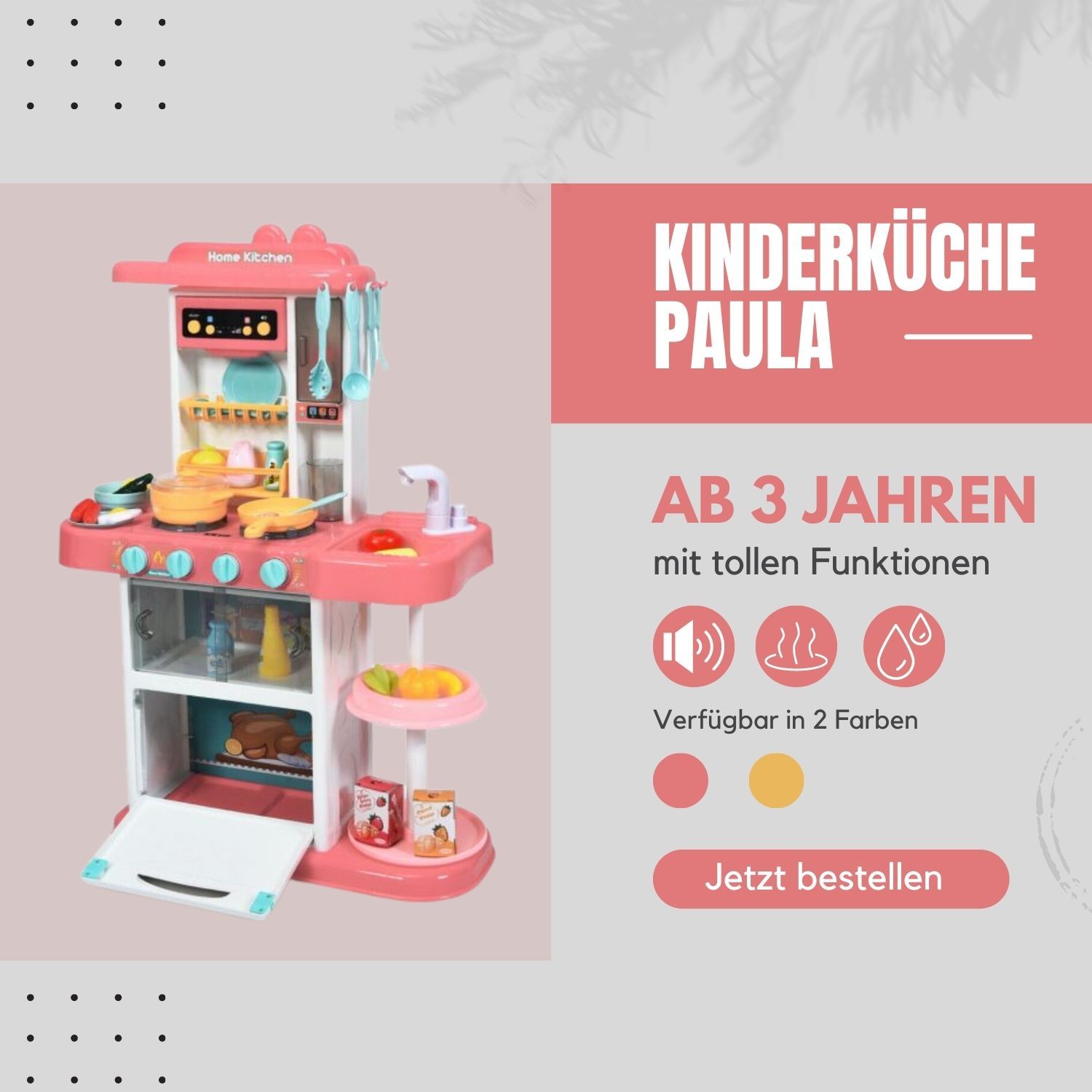 Coemo Kinderküche Paula Spielküche PINK mit viel Zubehör