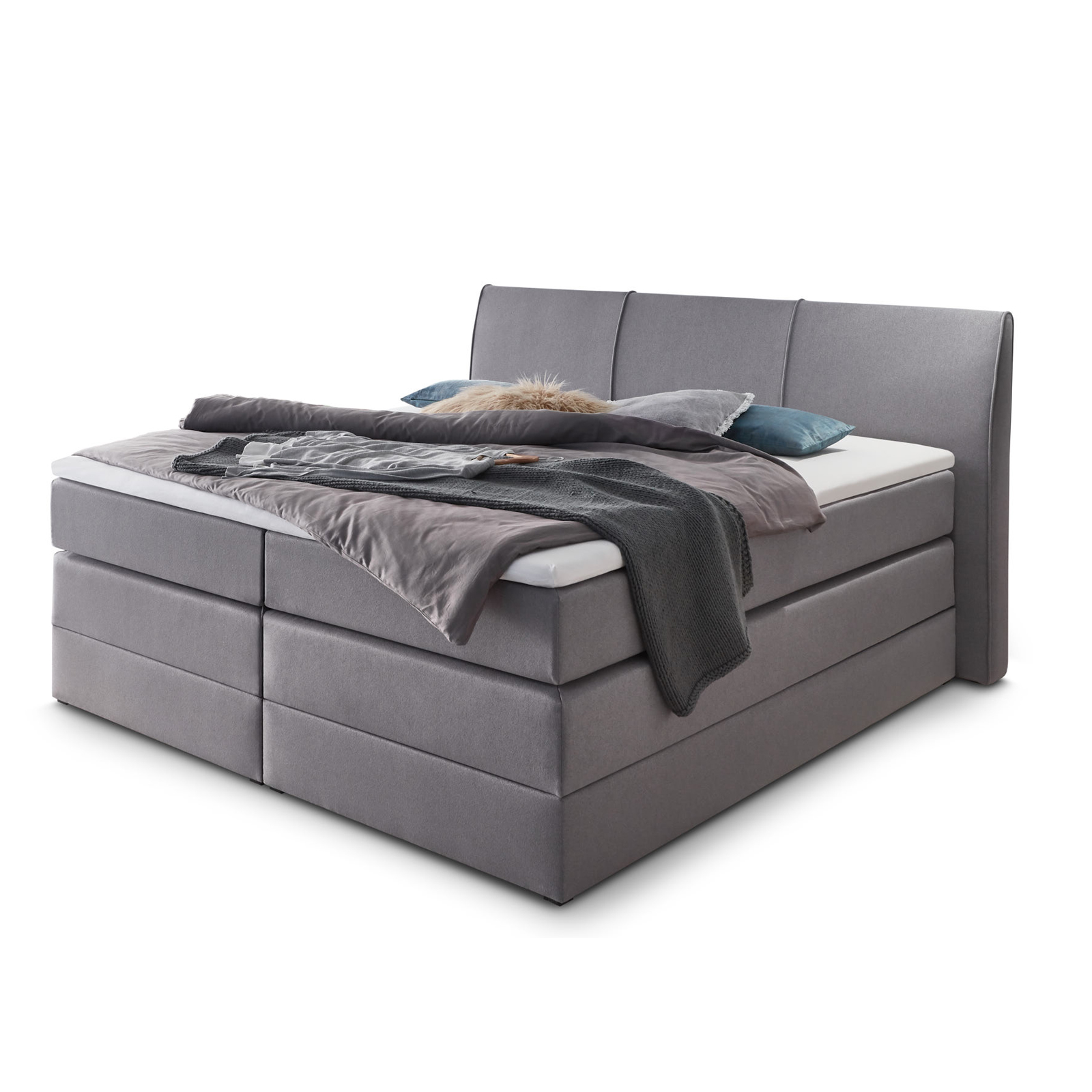 Boxspringbett - grau - H3/H4 - Taschenfederkern - 180x200 cm