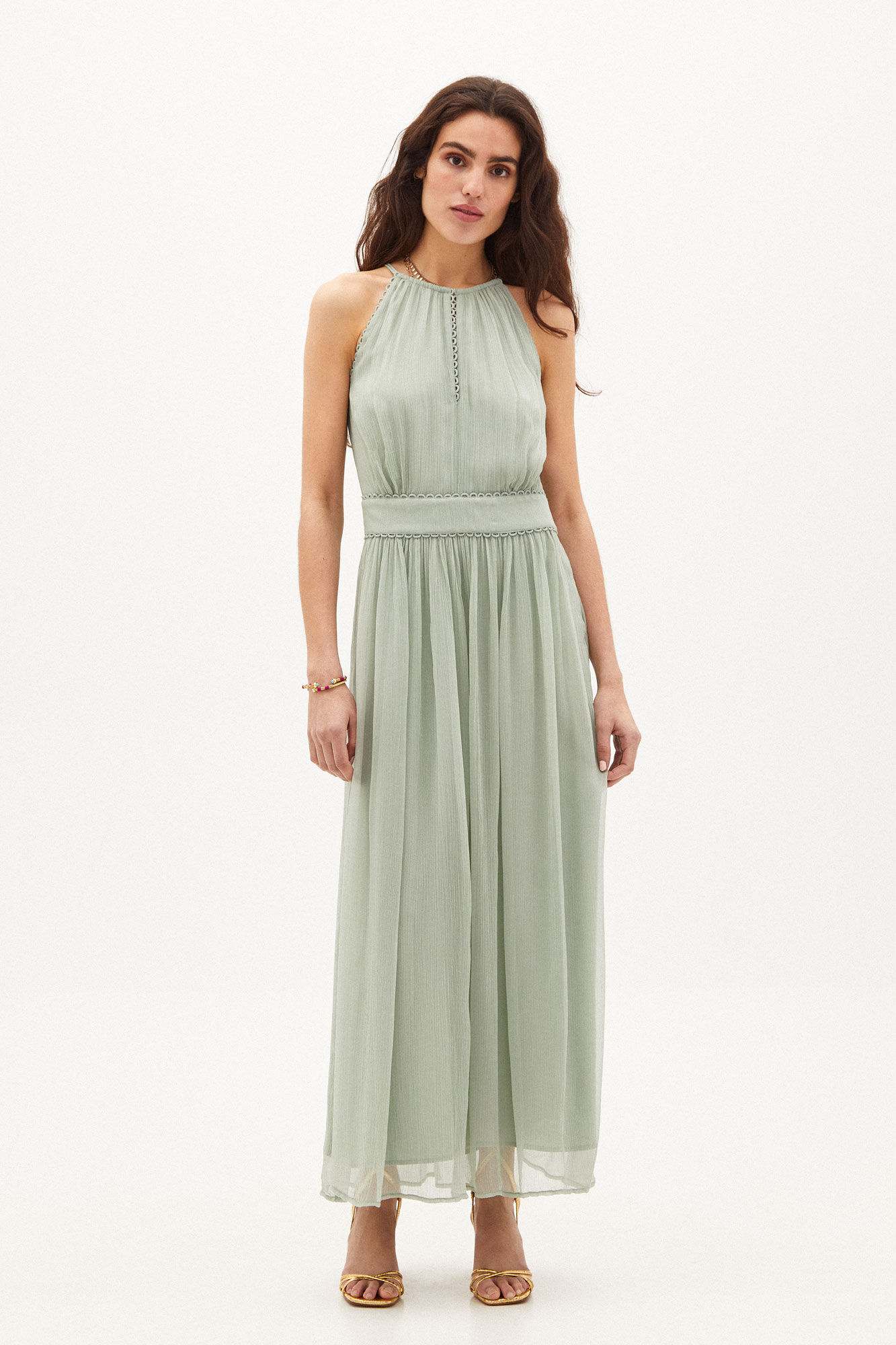 Fabiana. Vestido maxi fluido - Amarelo