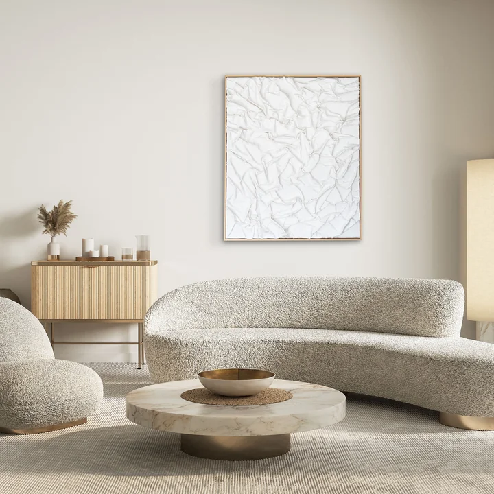 Studio Mykoda - SAHAVA Dune 2, 100 x 100 cm, beige hell / Rahmen weiss