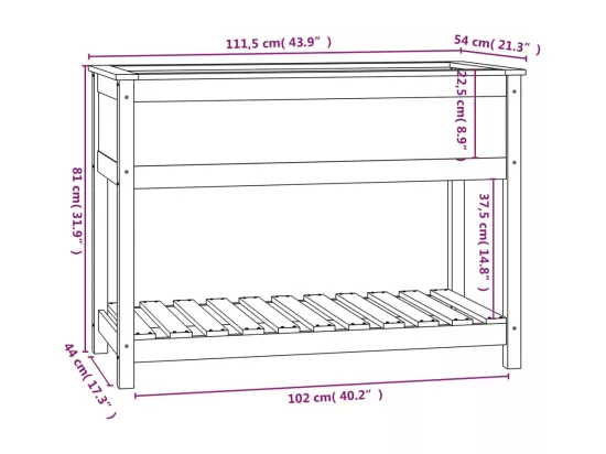 Jardinière bac lit surélevé bois marron 111.5 x 54 x 81 cm 02_0038388
