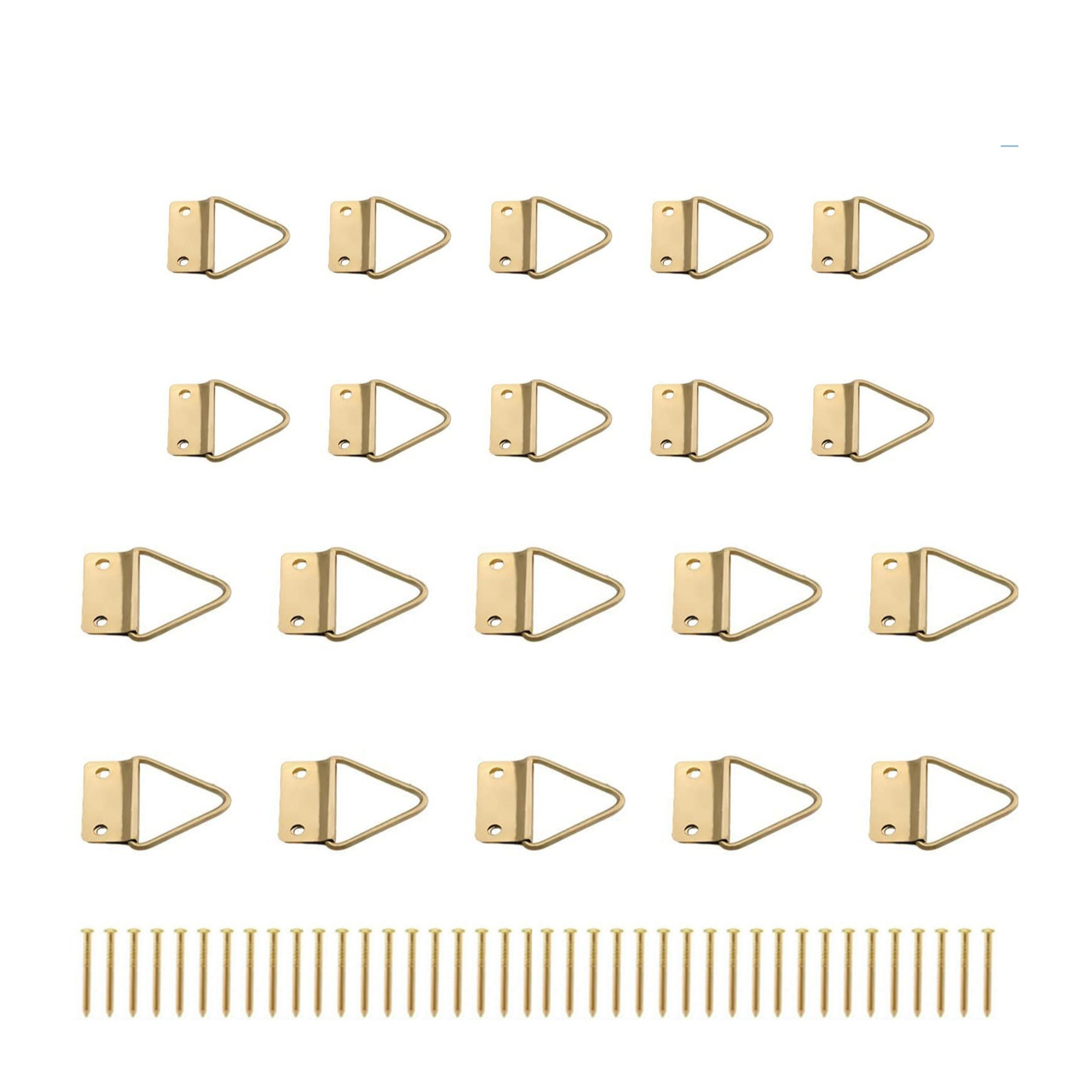 (20er Set) Bilderrahmen Aufhänger Foto Wandhalterung mit Schrauben - Gold