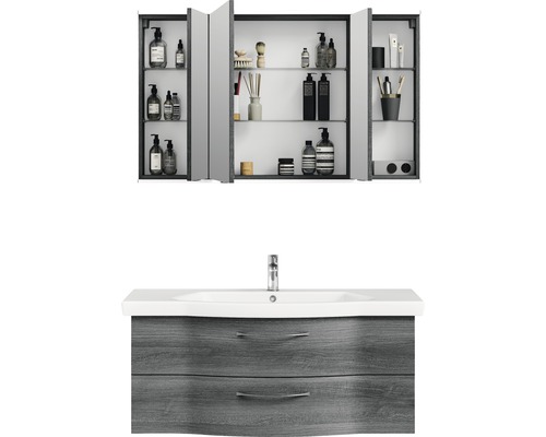 Pelipal Sunline 114-122 badkamermeubelset, grafietstructuur, horizontaal