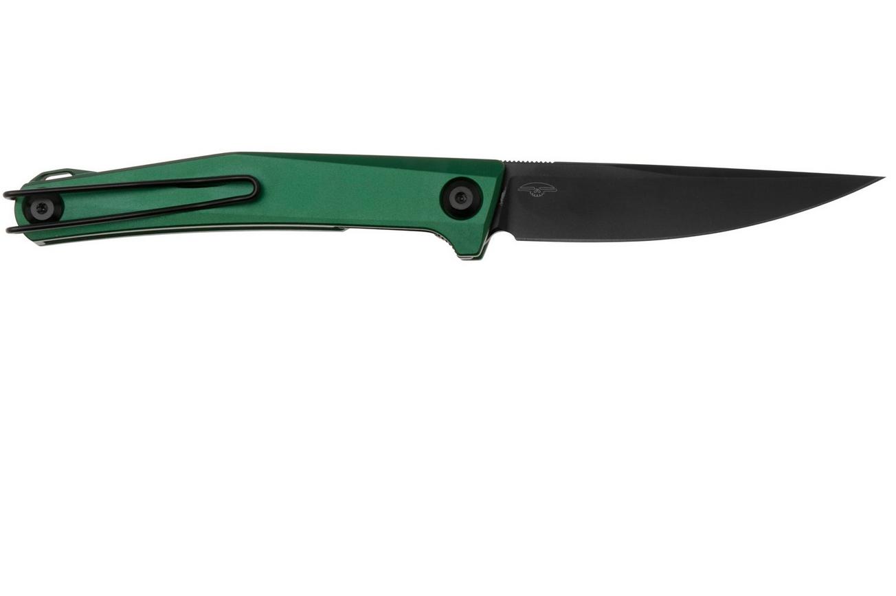 Real Steel Teres Flipper 7111GB Nitro-V Black PVD, Green Aluminum, zakmes, Poltergeist design