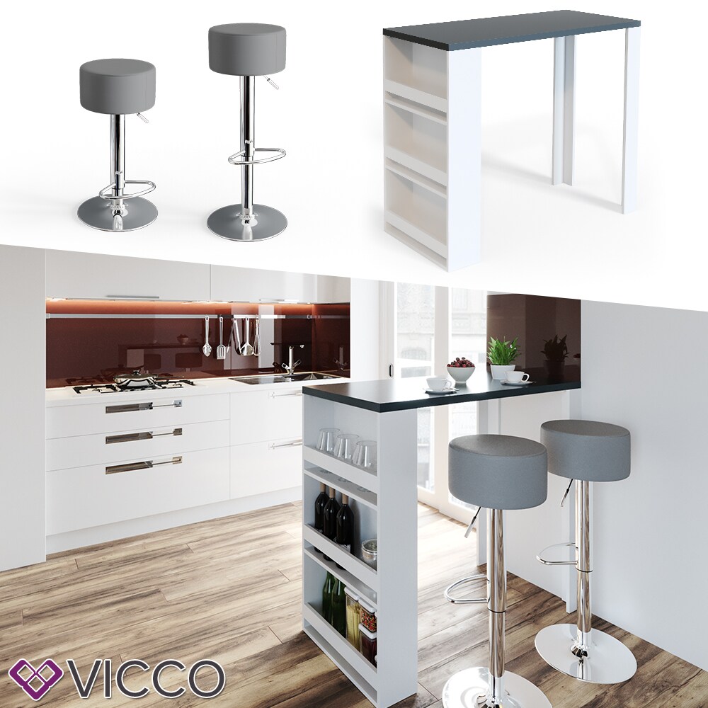 VICCO Bartisch Bartresen Stehtisch Tisch Tresentisch Bistrotisch Weiß Anthrazit