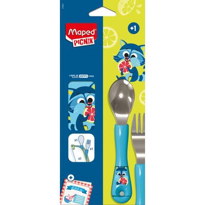 Set de 2 couverts MINIZ pour enfants – Design raton laveur – Pratiques et ludiques