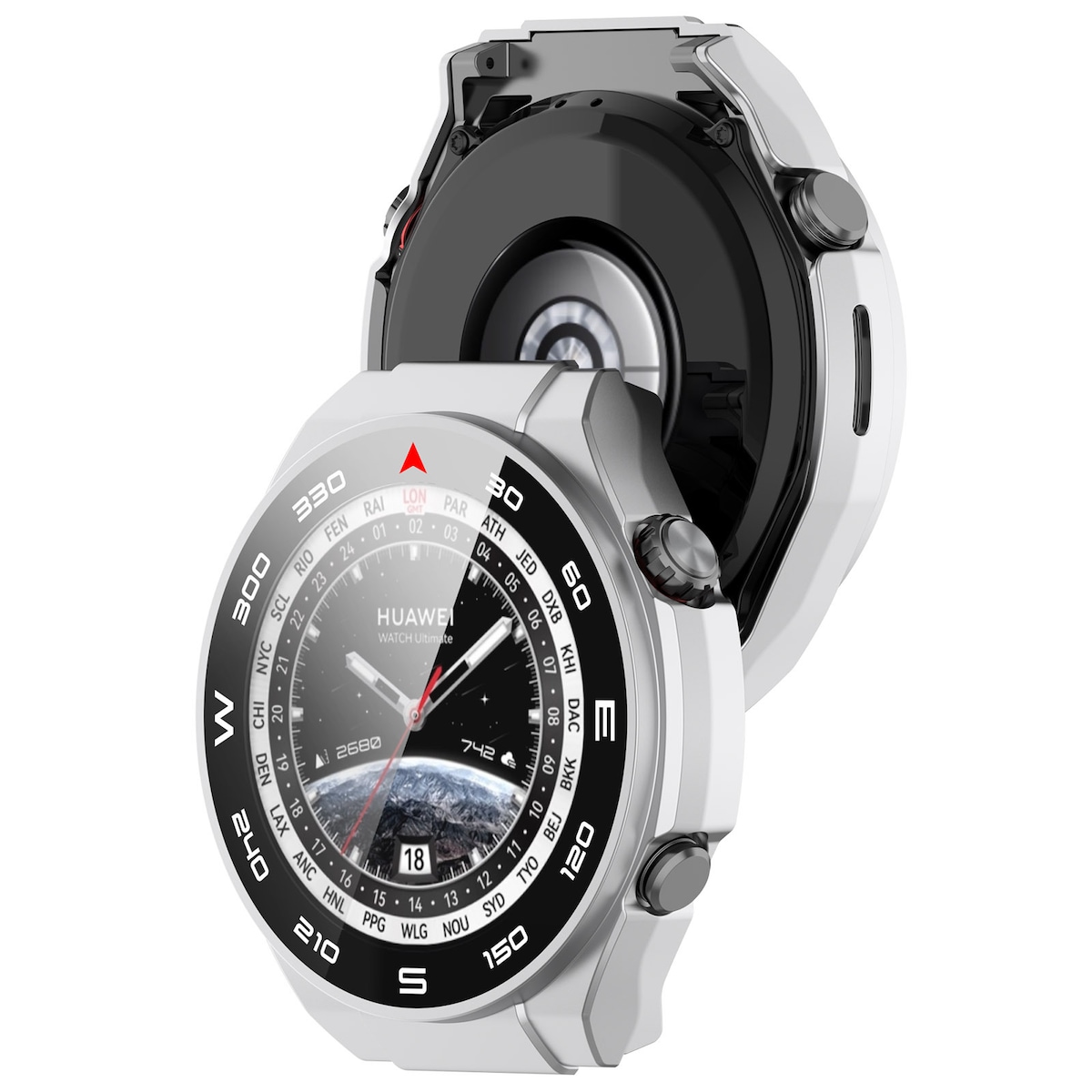 Smart klokkedeksel med skjermbeskytter Sølv Huawei Watch Ultimate