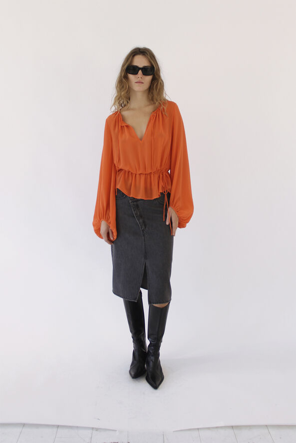 Designers Remix Miles Midi Skirt Washed black denim
