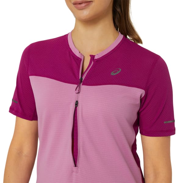 T-shirt running ASICS FUJITRAIL SS TOP W SOFT SOFT BERRY/BLACKBERRY