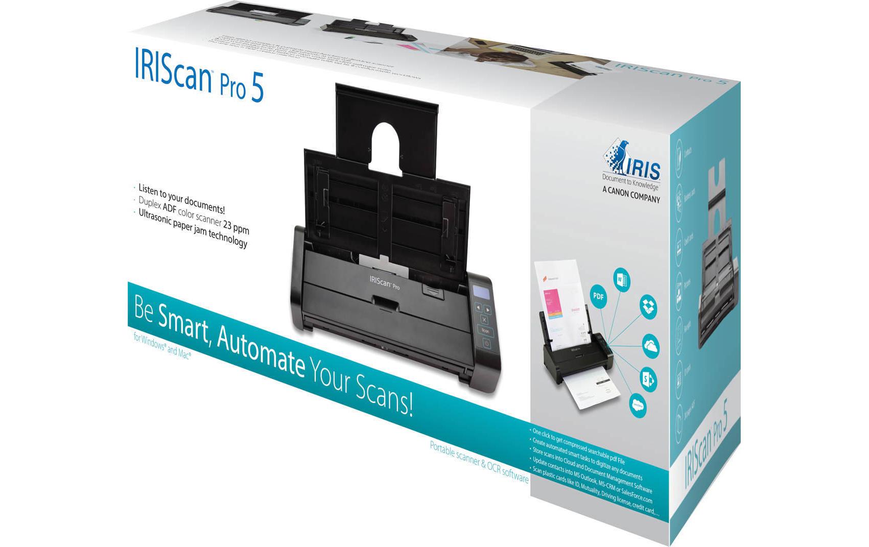Mobiler Scanner IRIScan Pro 5<br>Schnelle, beidseitige Erfassung Ihrer Dokumentenstapel