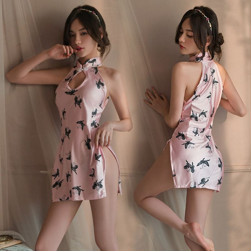 Wilde Kat - Lingerie Bloemen Qipao Kostuum