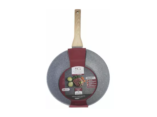Wok en aluminium - D. 28 cm - Effet pierre grise